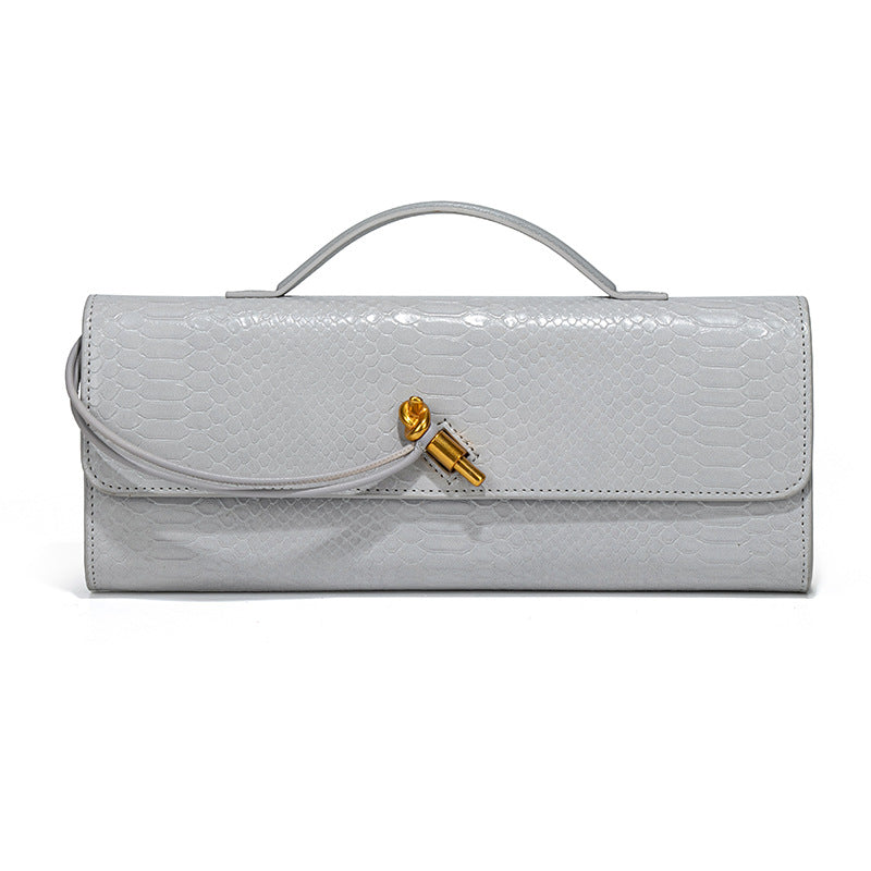 Snake Pattern Dinner Horizontal Clutch File Crossbody Bags