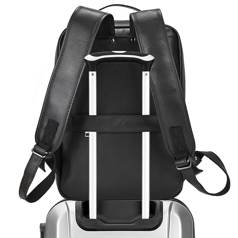 Men's Genuine Leather Commuter Computer Black First Backpacks