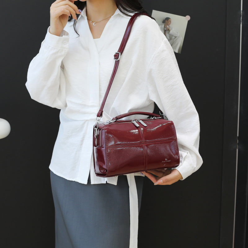 Women's Wax Skin Moon Large Capacity Versatile Wide Bags