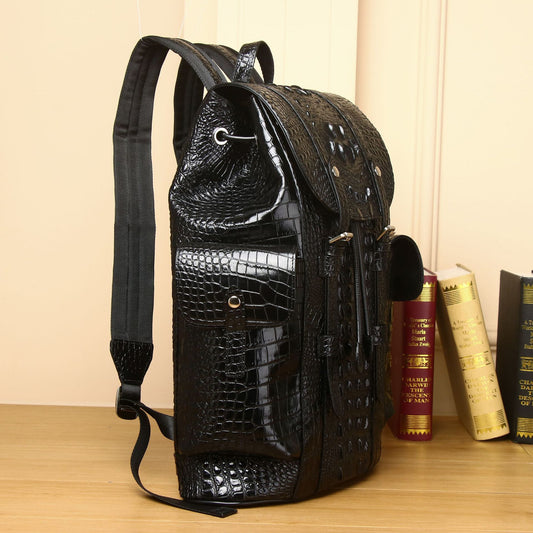Men's Crocodile Pattern Large Capacity Trendy Backpacks
