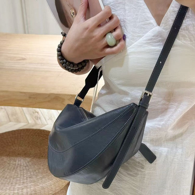 Design Triangle Soft Leather Personality Dumpling Bags