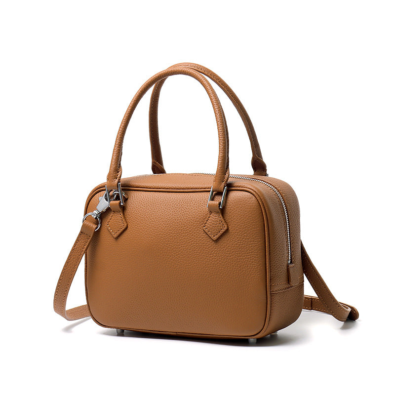 Women's Home First Layer Cowhide Feather Large Capacity Handbags