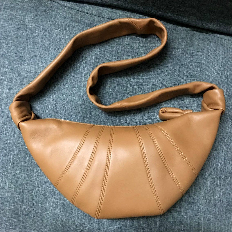 Genuine Leather Portable Horn Dumpling Classic Soft Croissant Shoulder Bags