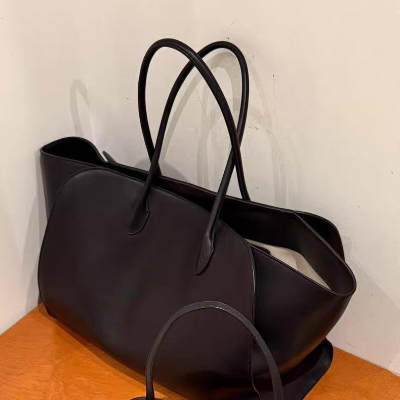 Fashionable Dark Color Collision Design Commuter Tote Bags