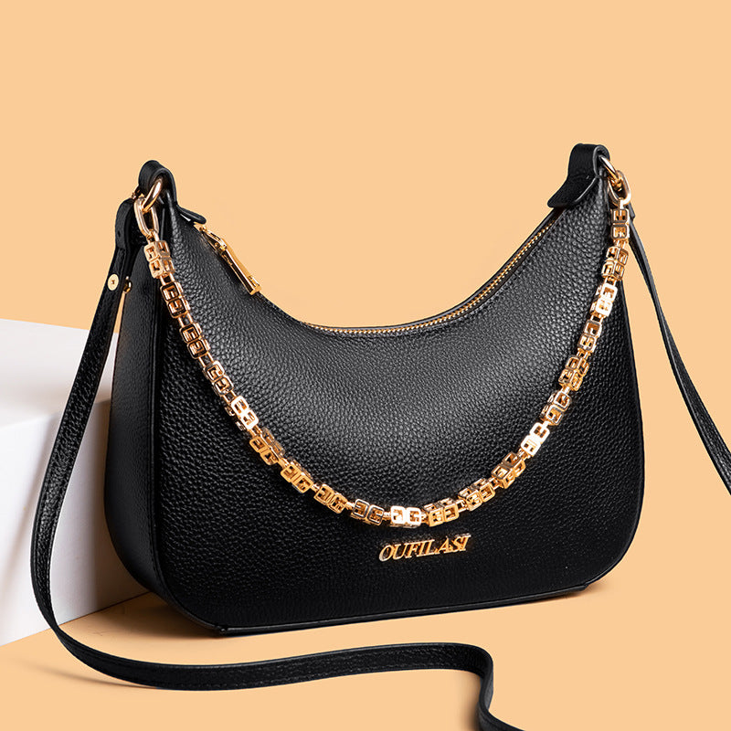 Women's Leather Fashion Chain Top Layer Cowhide Shoulder Bags