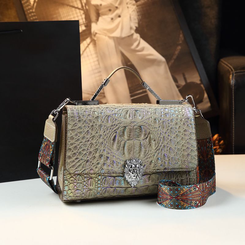 Women's Crocodile Leather Genuine Large Capacity High Shoulder Bags