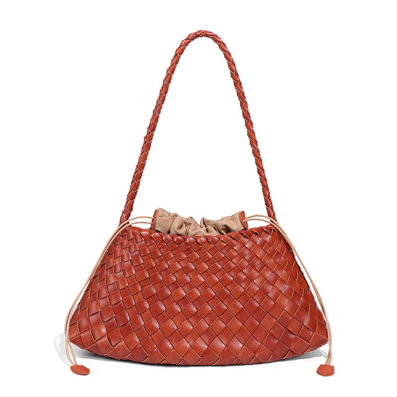 Women's French Fashion Hand-woven Portable Vegetable Basket Shoulder Bags