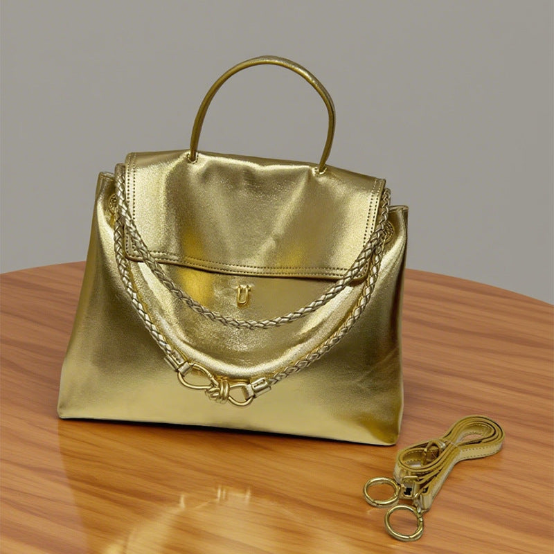 Cool Fashion Bow Gold Genuine Leather Buckle