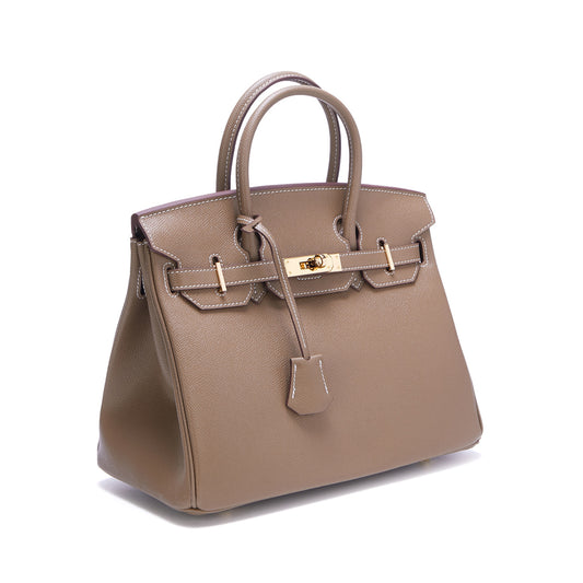 Women's Fashionable Elegant Palm Print Genuine Leather Textured Western Style Handbags