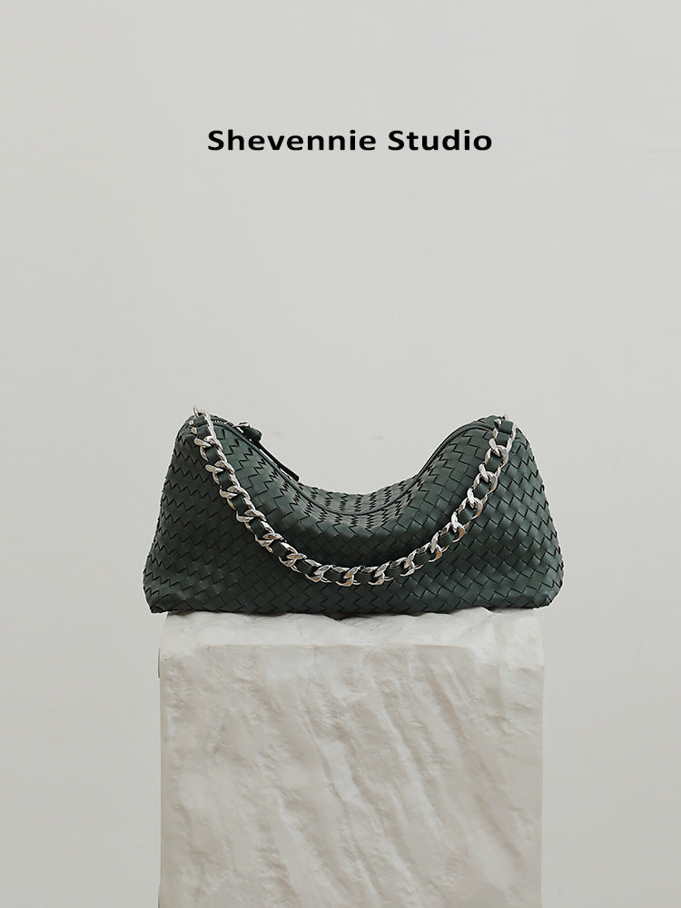 Braided Leather Large Capacity Oblique Collapse Tote Bags