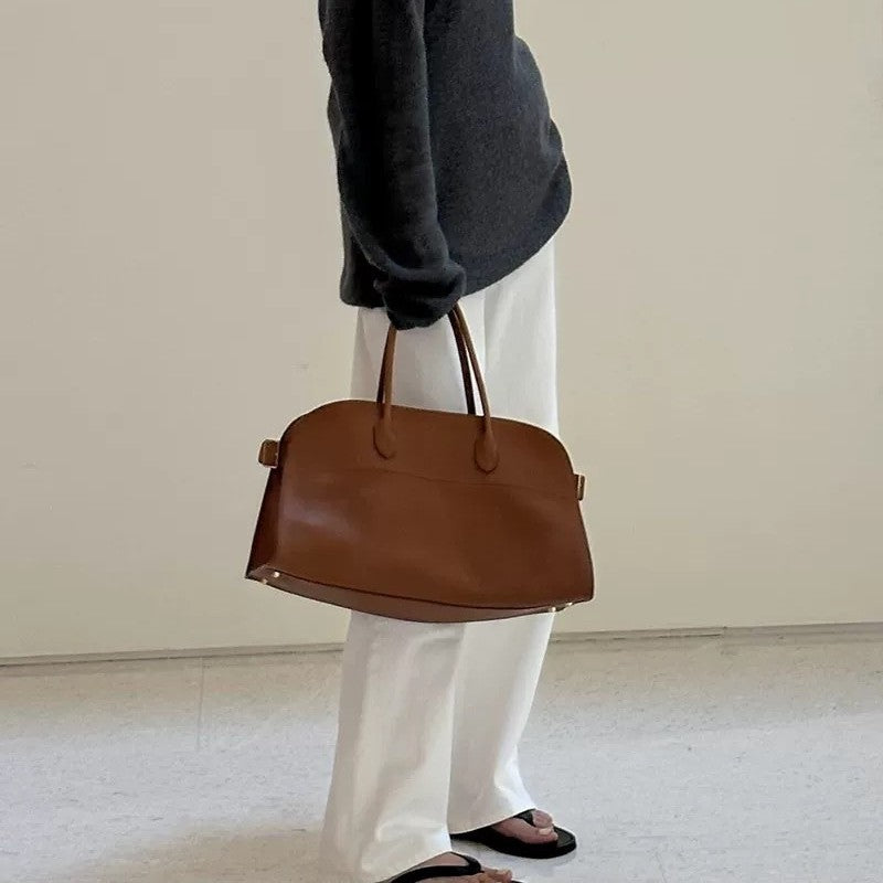 Women's Horizontal Cowhide Large Capacity Commuter Handbags