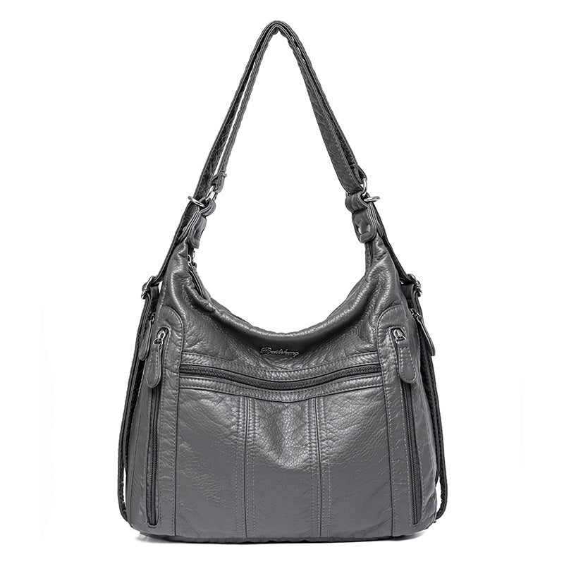 Women's One Mom Washed Leather Soft Shoulder Bags