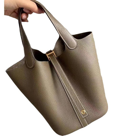 Women's Basket First Layer Cowhide Leather Sheath Handbags