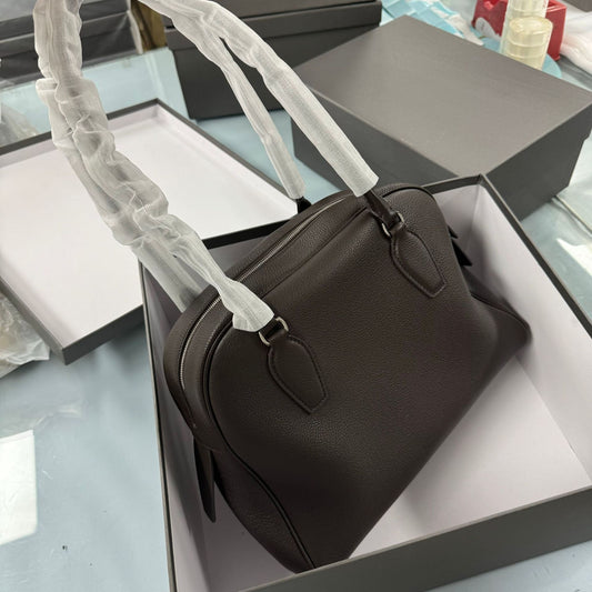 Women's Capacity Retro Boston First Layer Imitation Handbags