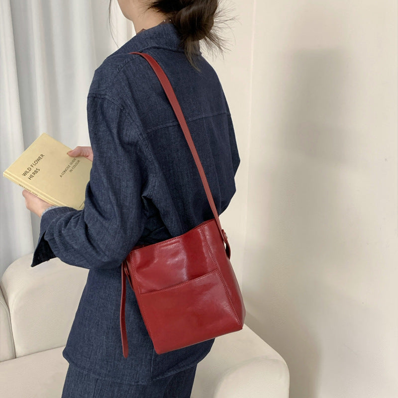 Women's Style Vegetable Tanning Leather Genuine Niche Crossbody Bags