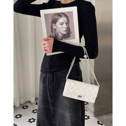 Women's High-grade Cowhide Caviar Pattern Chain Stylish Versatile Bags