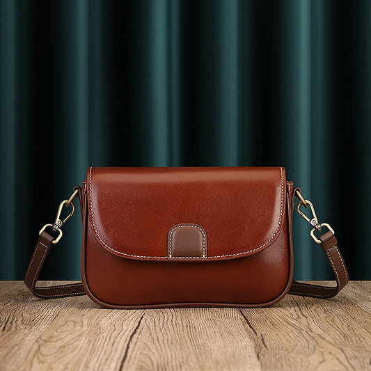 Women's Design Leather Retro Color Matching Toe Shoulder Bags