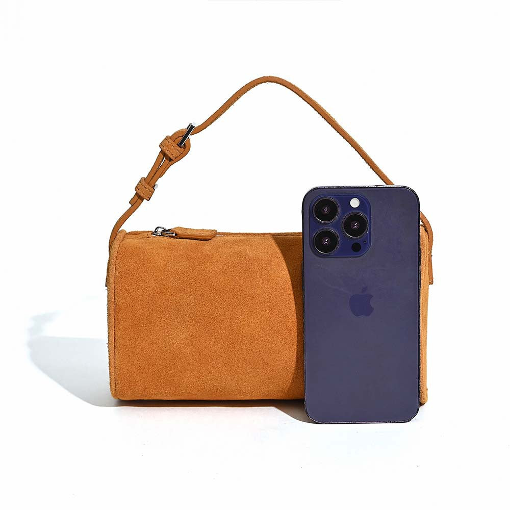 Women's Genuine Leather Suede Round Niche Trendy Shoulder Bags