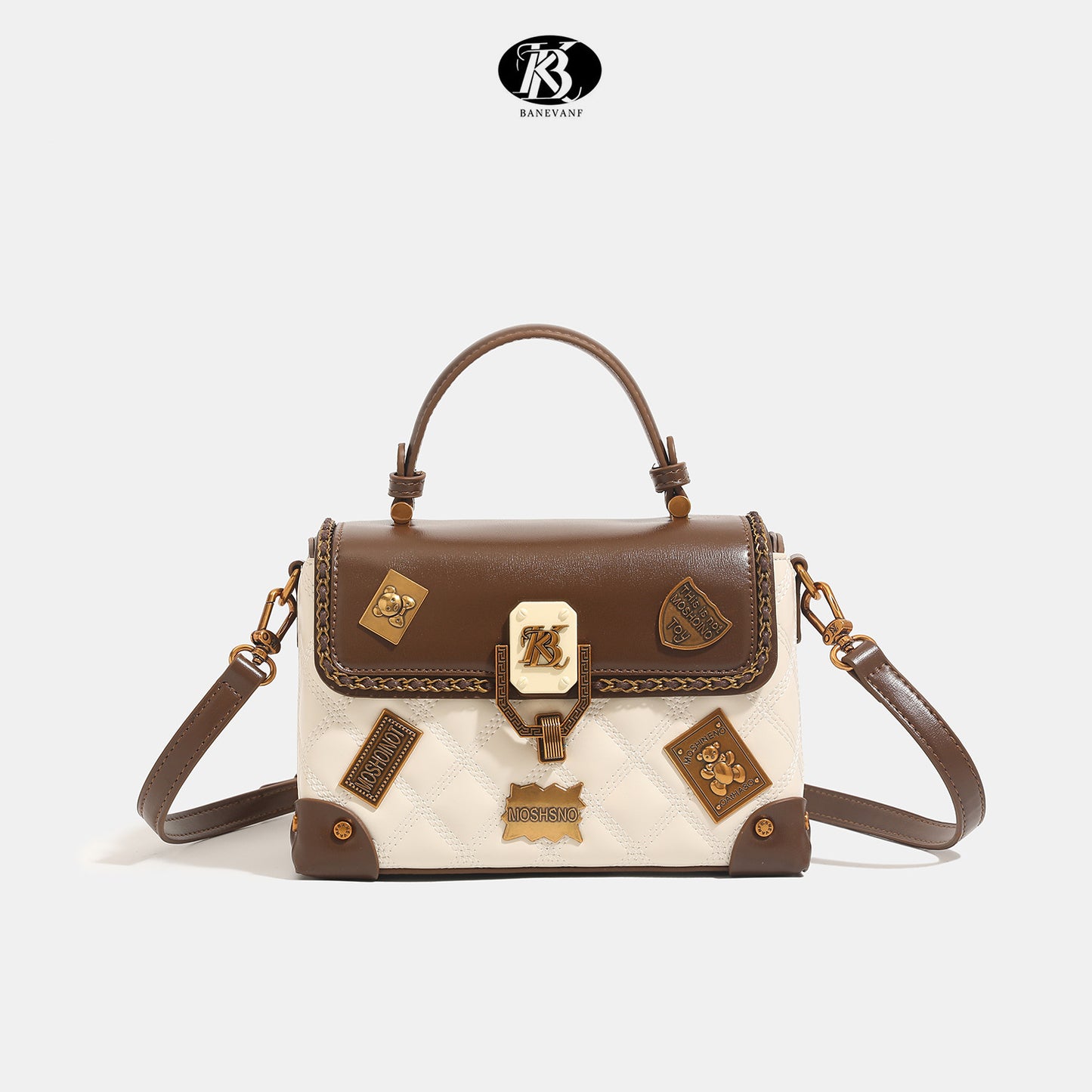 Women's Light Luxury Medal Rhombus Genuine Leather Crossbody Bags