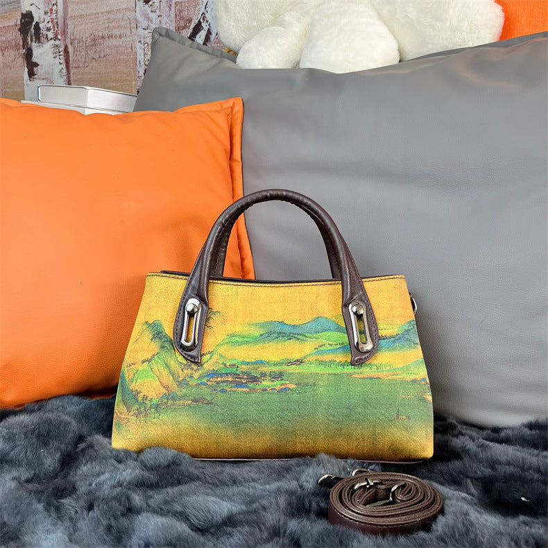 Women's Style Ink Painting Cheongsam Retro Fashion Handbags