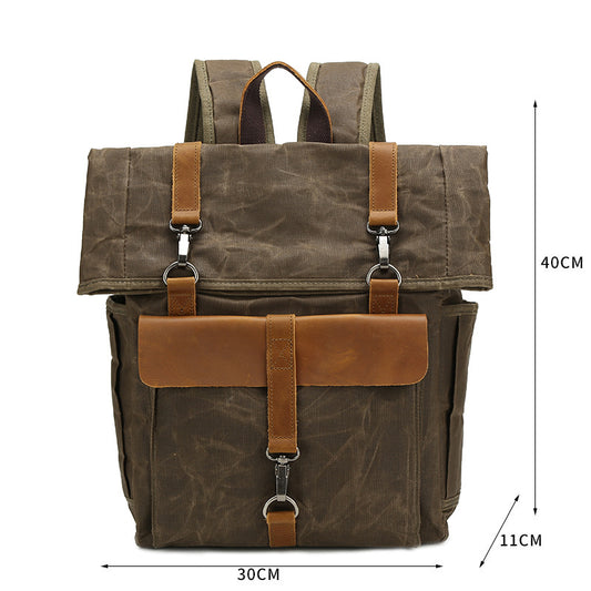 Leather Waterproof Oil Wax Canvas Leisure Computer Backpacks