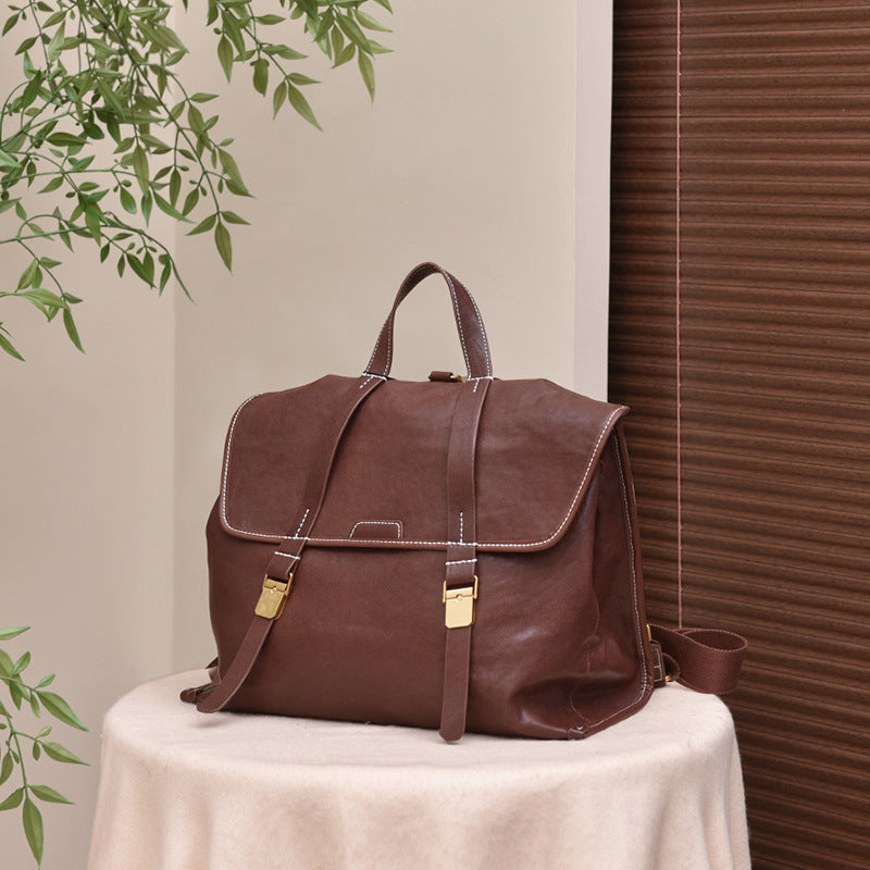 Women's Vegetable Tanning Leather Loose Under The Mountain Backpacks