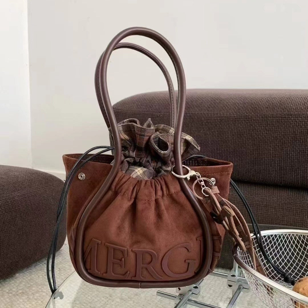 Medium Large Capacity Totes Deerskin Veet Shoulder Bags