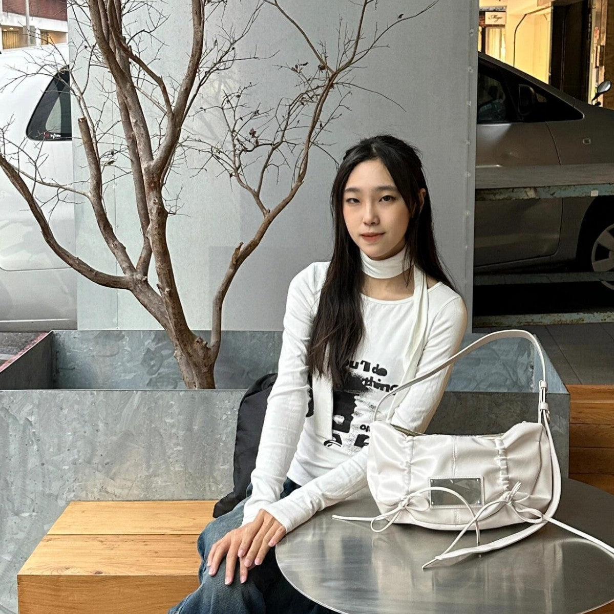 Casual Design Bow Drawstring Underarm Dumpling Shoulder Bags