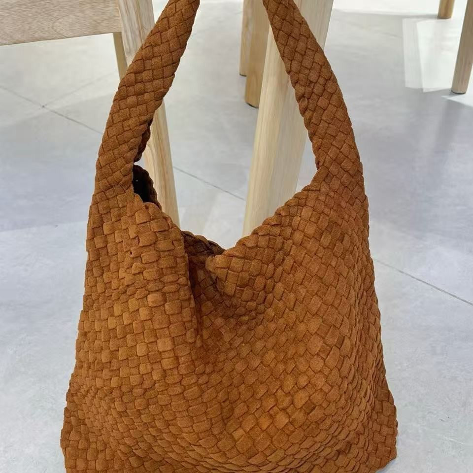 Women's High-grade Frosted Woven Fashionable Basket Shoulder Bags