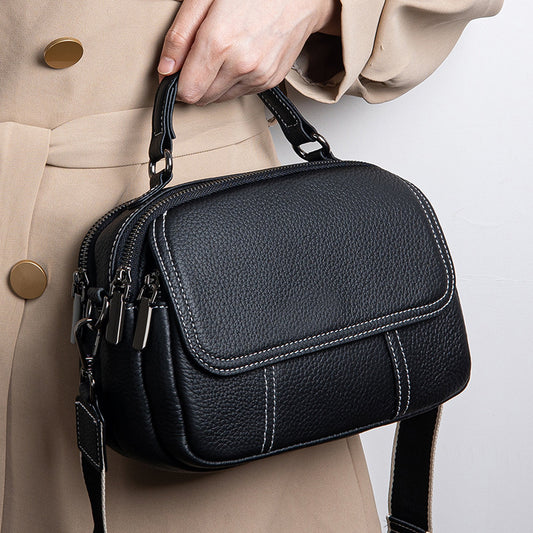 Women's Genuine Leather Lady's Round Fashion Korean Shoulder Bags