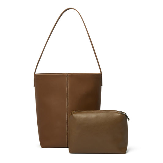 Women's Satin Cowhide Idle Style Large Capacity Totes Shoulder Bags