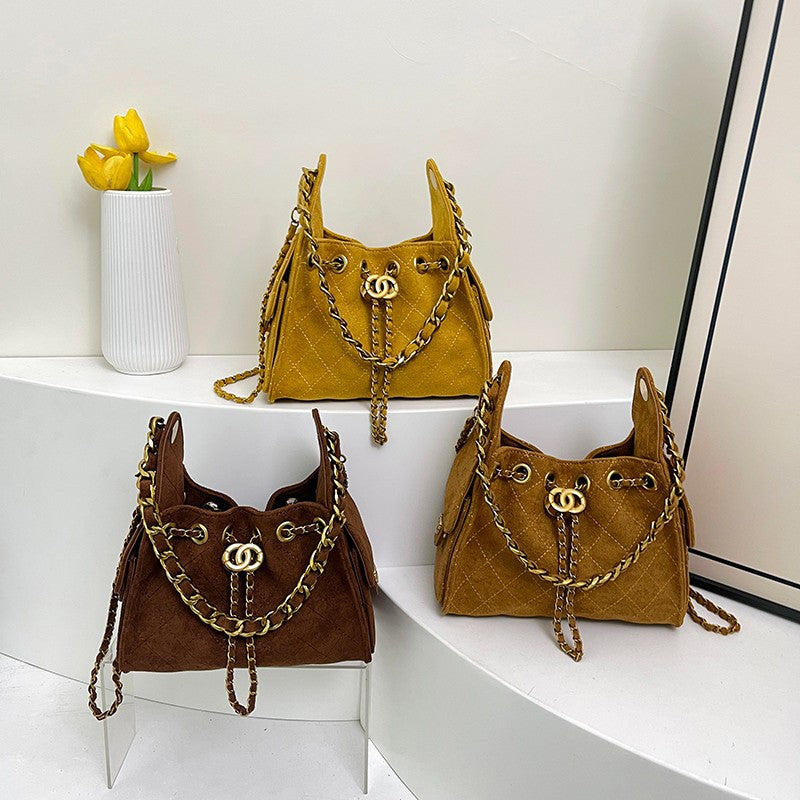 Women's Fashionable Underarm High-grade Retro Deerskin Veet Bags
