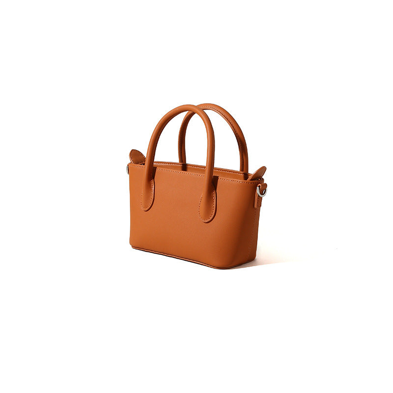 Women's First Layer Cowhide Leather Zipper Simple Handbags