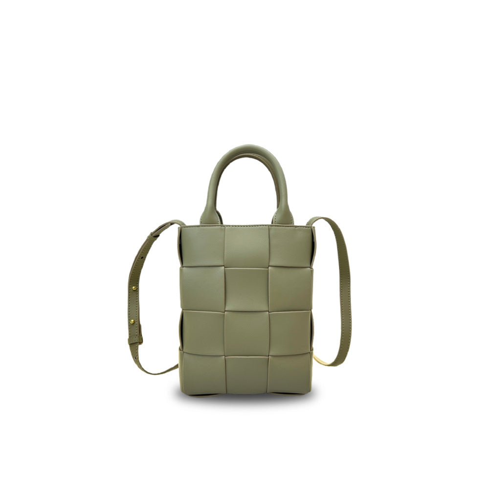 Women's Authentic Leather Weave Portable Korean Style Crossbody Bags