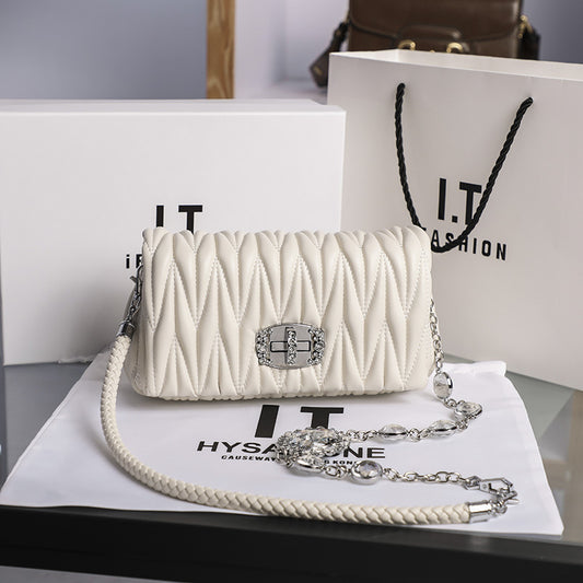 Genuine Leather Design Rhinestone Chain Fashion Shoulder Bags