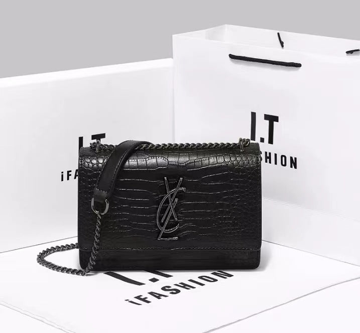 Women's Classy Fashion Crocodile Pattern Chain Shoulder Bags