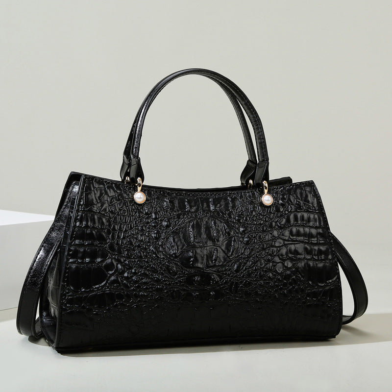 Women's Fashion Crocodile Pattern Large Capacity Textured Handbags