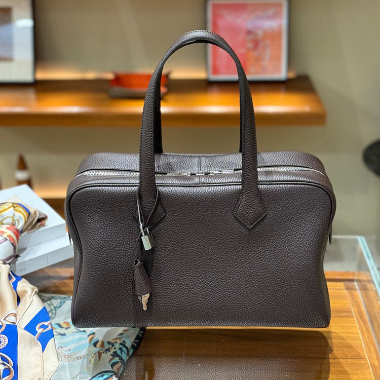 Victoria Layer Cowhide Boston Commuter Lightweight Handbags