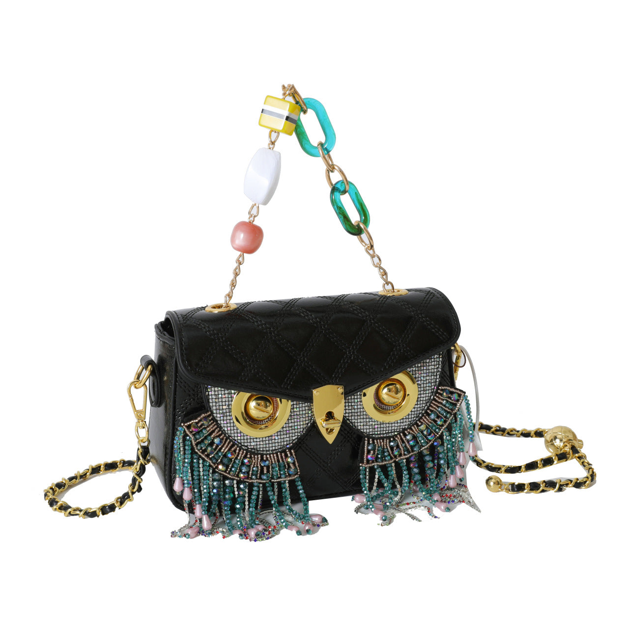Women's Detachable Light Luxury Owl Mask Shape Shoulder Bags