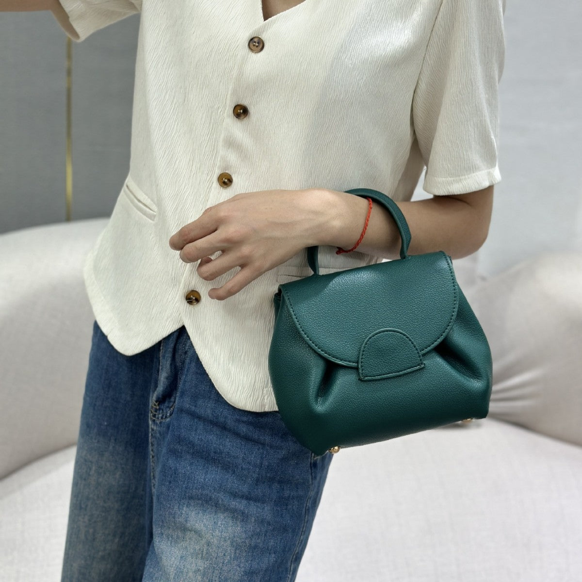 Lychee Pattern Contrast Color Smiling Face Handbags
