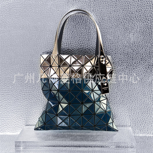 Women's Rhombus Plaid Color Matching Mirror Solid Handbags