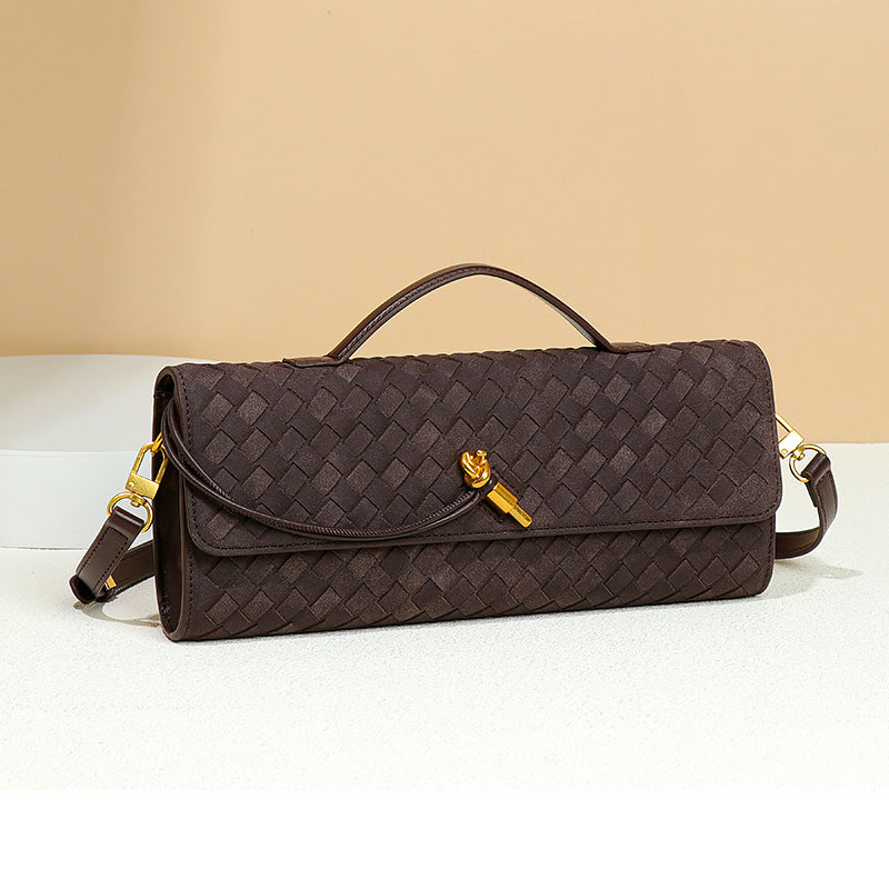 High-grade Hand-woven Dinner File Frosted Horizontal Crossbody Bags