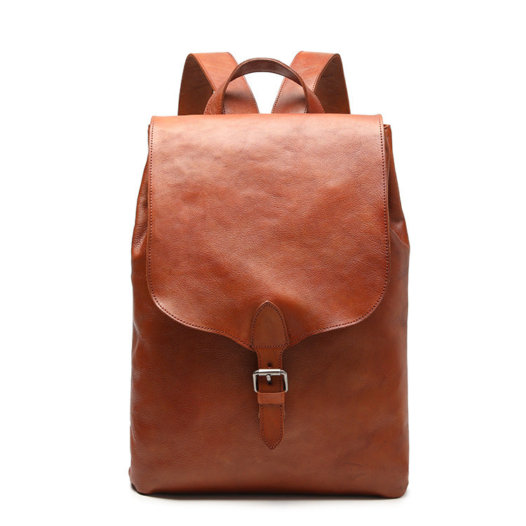 Women's & Men's & Vegetable Tanning Leather Flip Vertical Style Chic Color Large Backpacks
