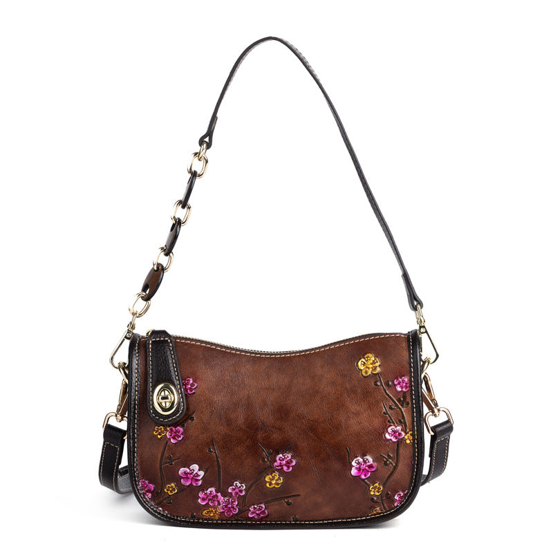 Women's Underarm Layer Cattlehide Leather Fashion Simple Crossbody Bags