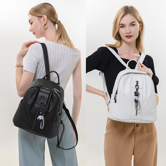 Women's Fashion Korean White Large Capacity Soft Backpacks