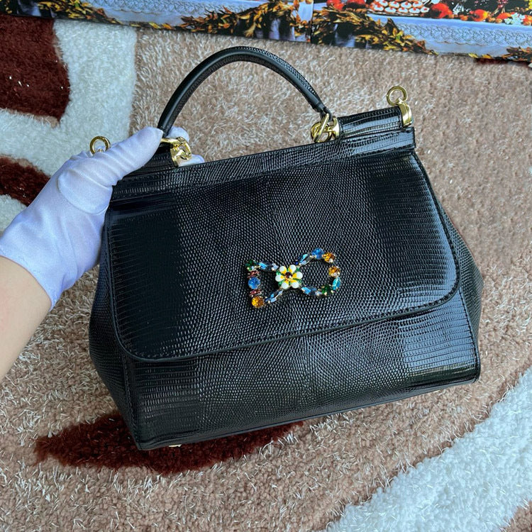 Women's Simple Miss Sicilian Lizard Pattern Portable Handbags