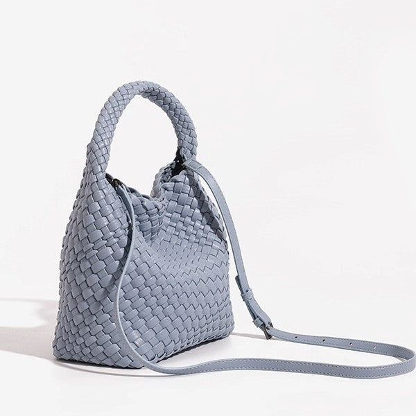 Genuine Leather Woven Vegetable Basket Holiday Crossbody Bags