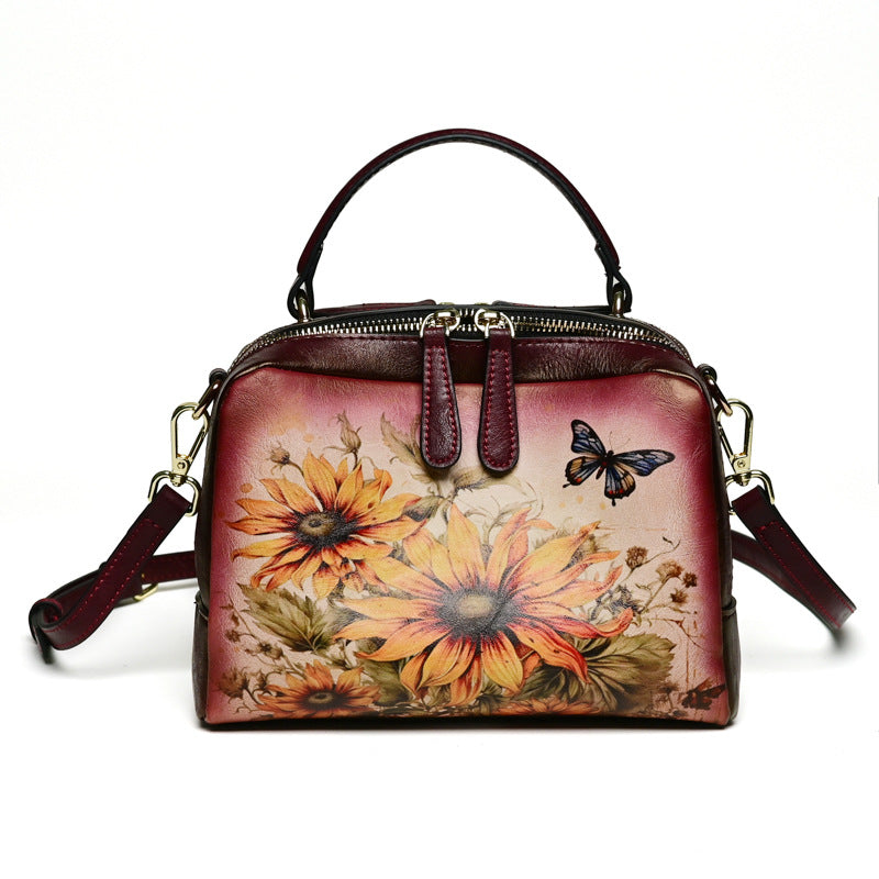 Women's Fashion Textured Retro Painted Niche Handbags