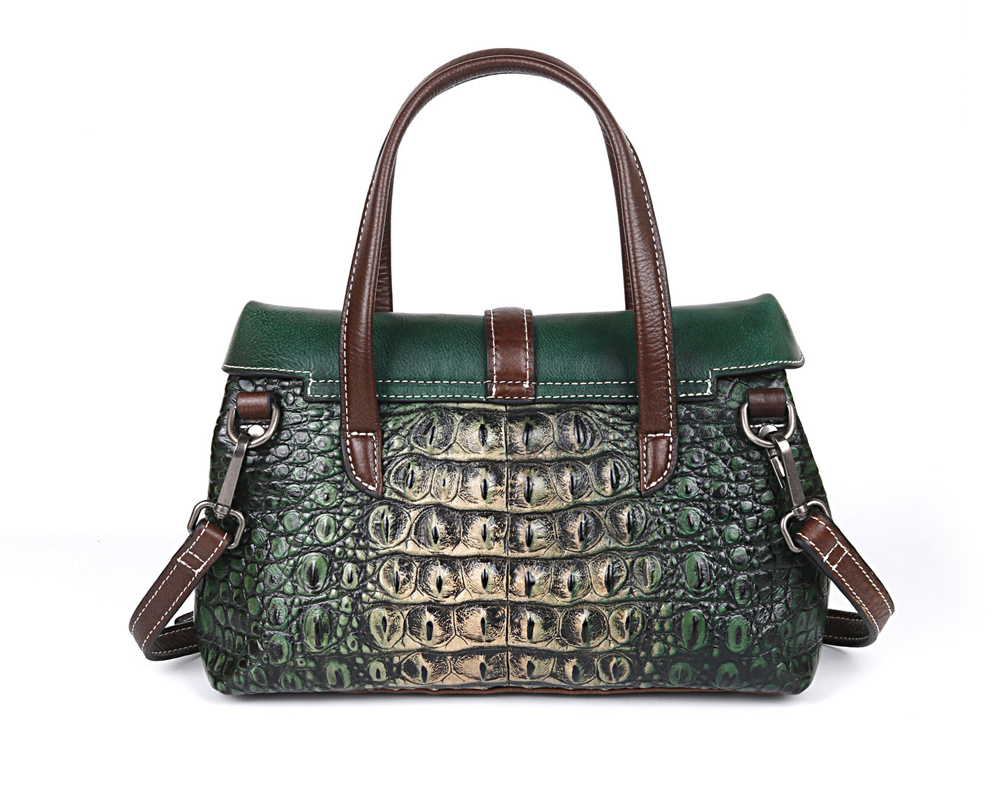 Women's First Layer Cowhide Embossed Crocodile Pattern Shoulder Bags