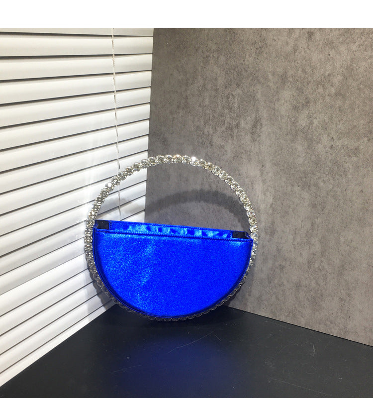 Women's Diamond Round Hand French Minority Satin Evening Bags